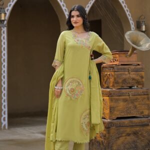 Pista Green Embroidered Kurta Set with Dupatta